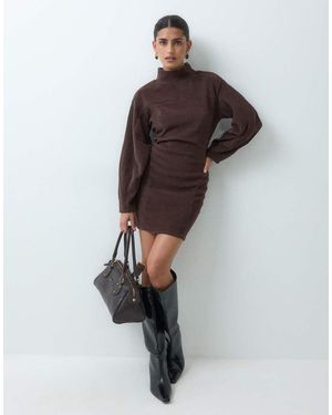 ASOS Minivestido De Pana Suave Con Paneles En - Marrón