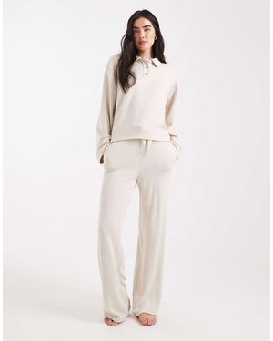 Vero Moda Super Soft Tie Waist Wide Leg jogger Co-ord - Natural