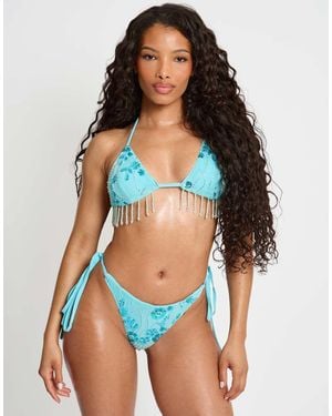 Public Desire Beaded Embelished Bikini Trousers - Blue