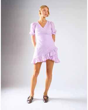 Glamorous V Neck Mini Dress - Purple