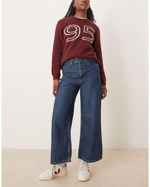 Abercrombie & Fitch High Rise Cropped Wide Leg Jean - Blue