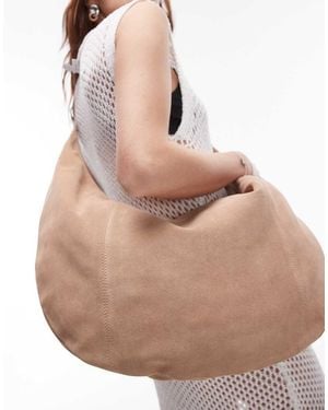 TOPSHOP Bolso De Hombro Redondeado Extragrande De Cuero Lana De - Neutro