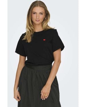 Jdy Pisa Crew Neck Short Sleeve T-shirt - Black