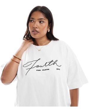 4th & Reckless Oversized Embroidered Logo T-shirt - White