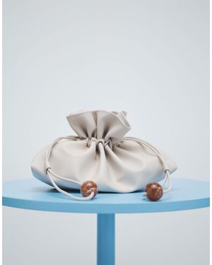 ASOS Ruched Resin Ball Pouch Clutch Bag With Detachable Shoulder Strap - White