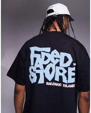 Faded Store Camiseta Negra Con Logo Estampado En La Espalda Balaric De - Azul