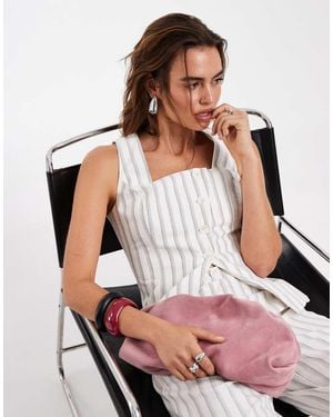 Vero Moda Square Neck Asymmetric Placket Waistcoat Co-ord - White