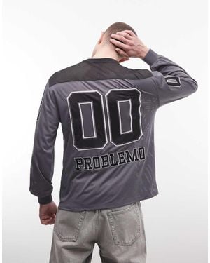 No Problemo Nyp Long Sleeve Sports Jersey With Logo Back Print - Blue