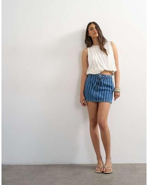 TOPSHOP Denim Tie Dart Pelmet Mini Skirt - Blue