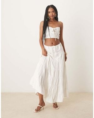 Nobody's Child Talia Tiered Boho Midaxi Skirt - Natural