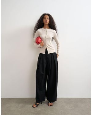 TOPSHOP Side Buckle Wide Leg Jean - Black