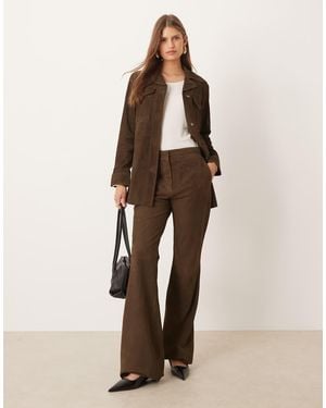 Mango Monte 100% Leather Flared Trouser Co-Ord - Natural