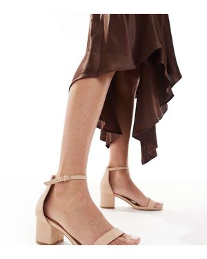 SEQWL Wide Fit Sandalias Beis De Tacón De Bloque De -Neutro - Marrón