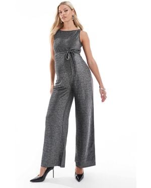 Mama.licious Mamalicious Maternity Wide Leg Glitter Jersey Jumpsuit - Blue