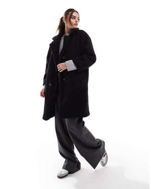 Don't Think Twice Dtt – zweireihige jacke aus teddyfell - Schwarz