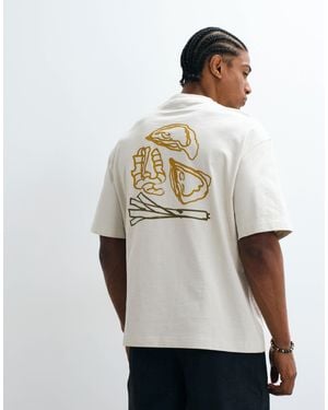 SELECTED X Domestic 100% Cotton Heavyweight T-shirt With Print - White