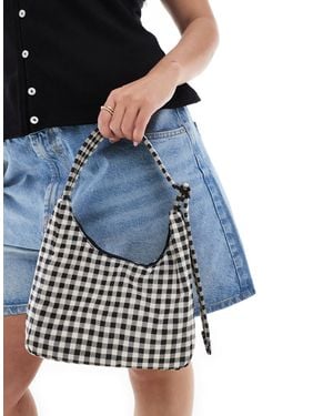 BAGGU Gingham Mini Nylon Shoulder Bag - Blue