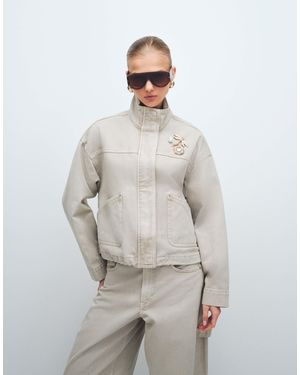 ASOS Denim Funnel Neck Jacket - White