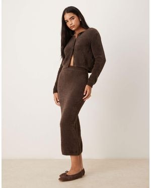 Vila Super Soft Fluffy Maxi Skirt Co-ord - Natural