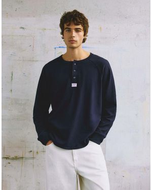 Pull&Bear Henley-shirt - Blau