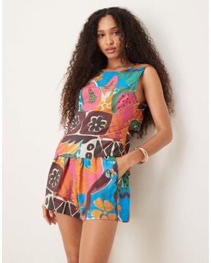 ASOS Open Tie Back Shell Top Co-ord - Multicolor