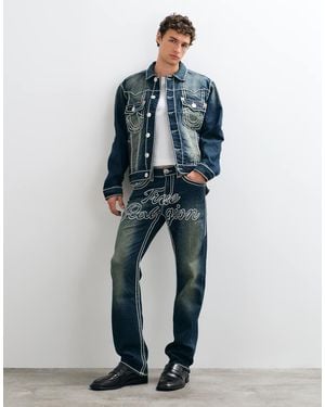 TRUE RELIGION Rope Stitch Loose Fit Ricky Flap Pocket Jeans - Blue