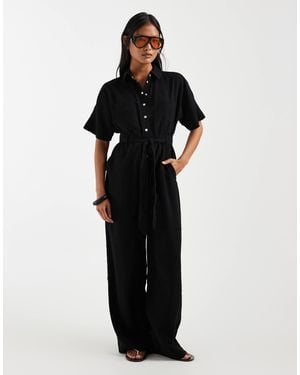 Only Petite Combinaison nouée à la taille avec manches courtes - Noir