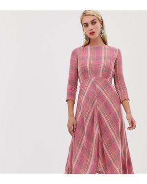 Mango Vestido midi de cuadros en rosa