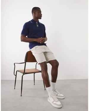 SELECTED Linen Blend Drawstring Shorts - Blue