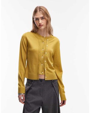 & Other Stories Cárdigan Oscuro Con Diseño Doble De Lana Pura De - Amarillo