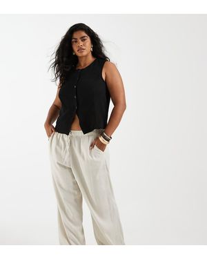 Vero Moda Broek Van Linnenmix Met Wijde Pijpen En Trekkoord - Meerkleurig