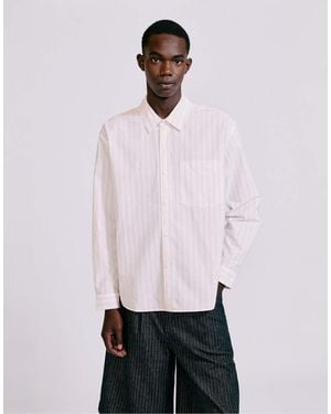 Pull&Bear Camicia A Maniche Lunghe A Righe Chiaro - Bianco
