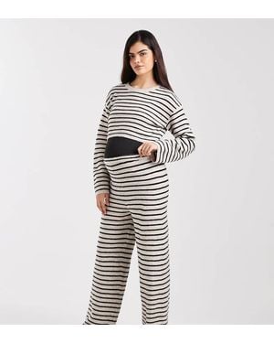 Mama.licious Mamalicious Maternity Knitted Wide Leg Over The Bump Trousers Co-Ord - Grey