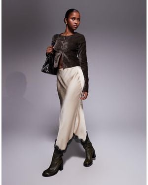 River Island Satin Skirt With Lace Detail - Multicolor