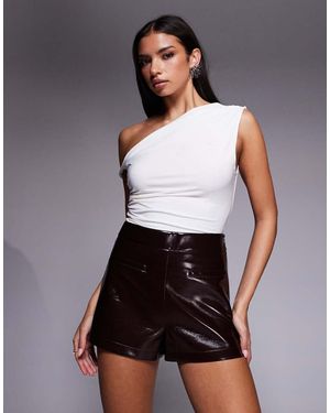 River Island Faux Leather High Waisted Shorts - Red