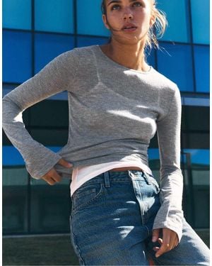 Pull&Bear Fine Double-layer T-shirt - Blue