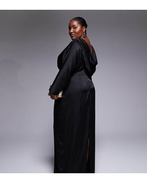 Tfnc Plus Vestito Lungo A Maniche Lunghe - Nero