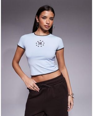 The Frolic Exclusive Cotton Rich Contrast Trim Number Star Graphic Baby Tee - Blue