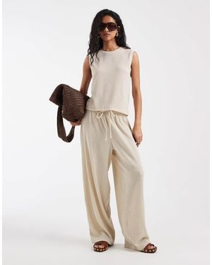 Vero Moda Textured Plisse Barrel Leg Trouser Co-ord - Natural