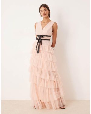 True Decadence Tiered Dropped Waist Maxi Dress - Natural