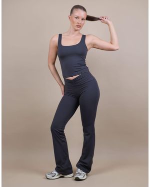 SIMMI Ruched Front Flared Leggings - Blue
