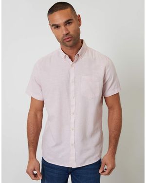 Threadbare Short Sleeve Linen Blend Shirt - White