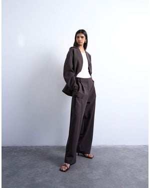 TOPSHOP Double Pleat Suit Trouser - Brown