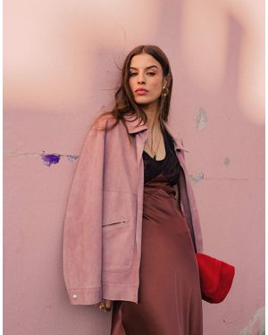 TOPSHOP – hochwertige jacke aus echtem wildleder - Pink