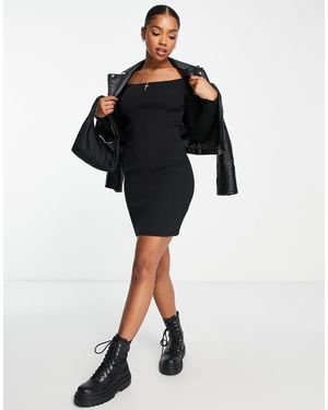 Stradivarius Scoop Neck Knitted Mini Dress - Black