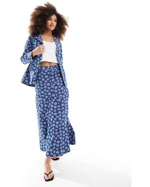 Whistles Flower Print Denim Maxi Skirt Co-Ord - Blue