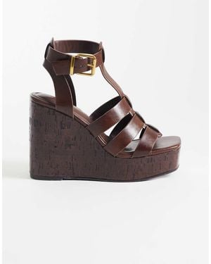 ASOS Tova Caged T-bar Wedges - Brown