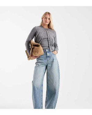 ASOS Vaqueros De Corte Barrel Y Talle Alto Con Lavado Tenue Envejecido De Asos Design Tall-Azul