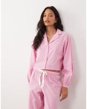 Gina Tricot Mix And Match Poplin Pyjamas Shirt - Pink
