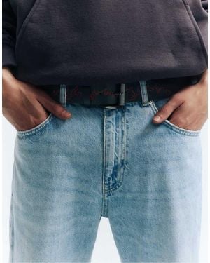 Pull&Bear Embroidered Flame Belt - Blue